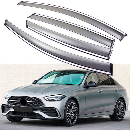 4X Sun/Rain Guard Window Visor Wind Deflector for 23-2024 for Mercedes C-Class Sedan