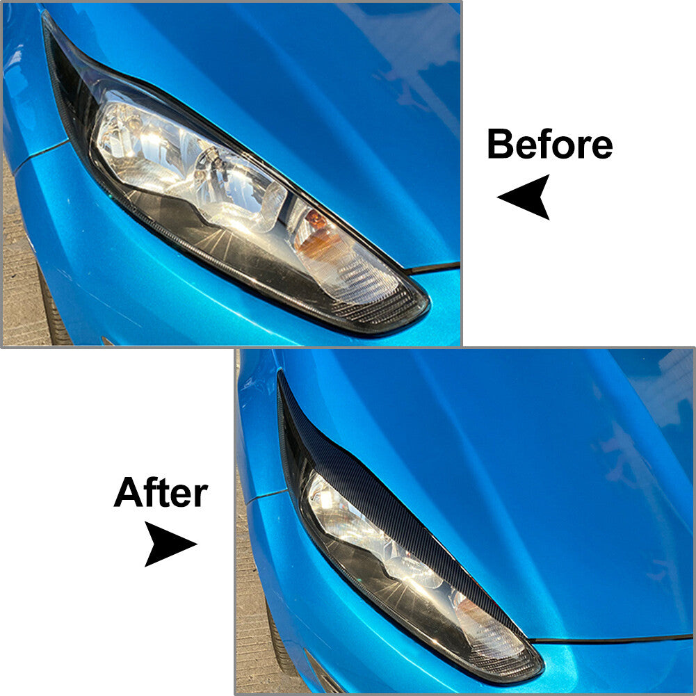 Car Front Headlight Eyebrow Cover Trim Fit for Ford Fiesta MK6.5 2013-2017