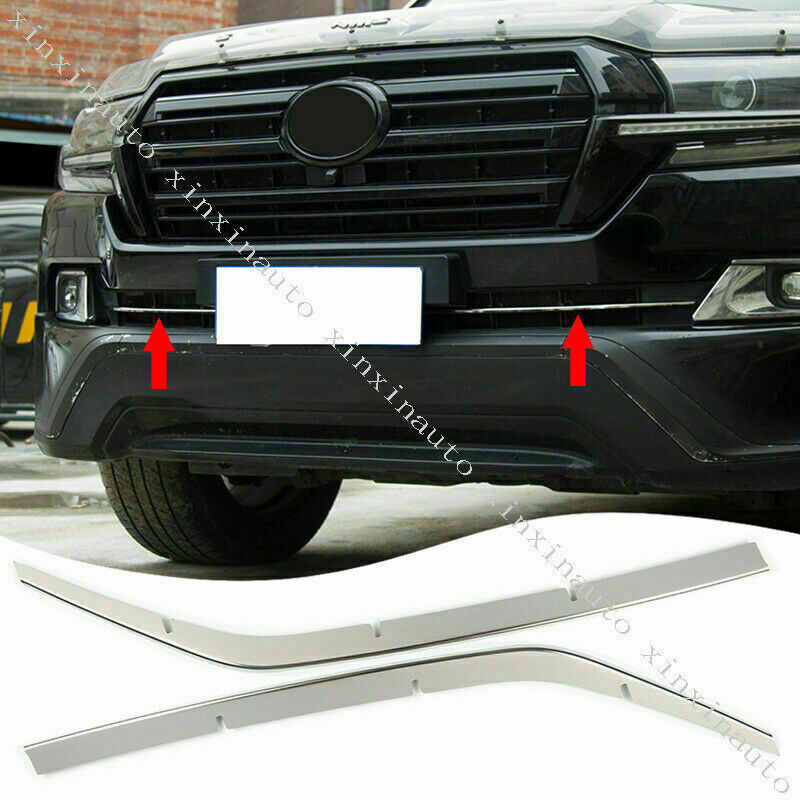 for Land Cruiser LC200 2016-2021 Chrome Car Front Bumper Mesh Lower Trim Strips