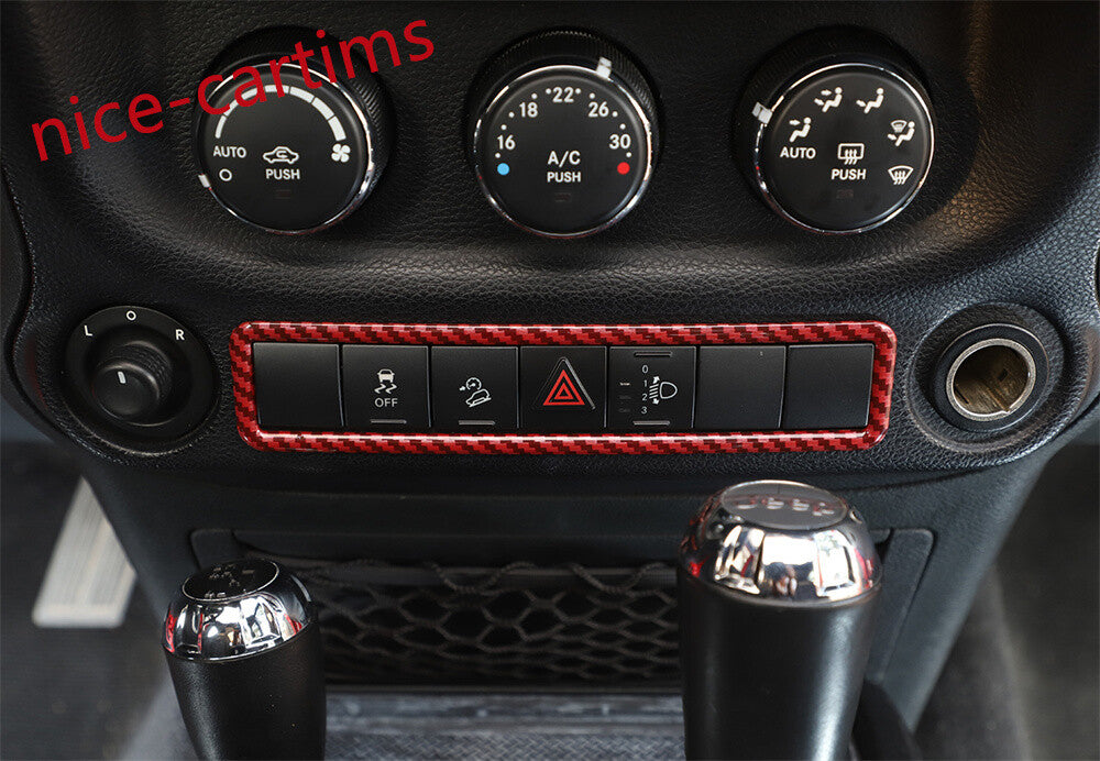 Red Carbon Fiber ABS Emergency Light Lamp Switch Trim for Jeep for Wrangler JK 11-17