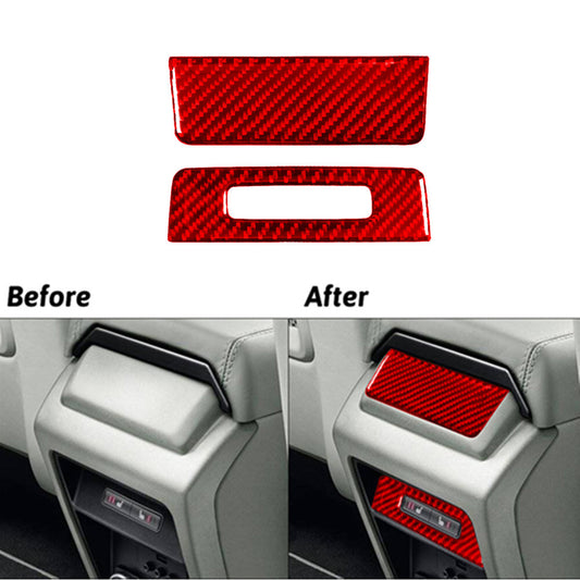 Red Carbon Fiber Rear Console Panel Trim for Land Rover Discovery Sport 2015-19