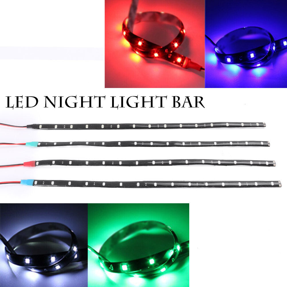 Waterproof 30cm LED strip light suitable for cars and trucks, motor, white, blue, red, green, 12V
