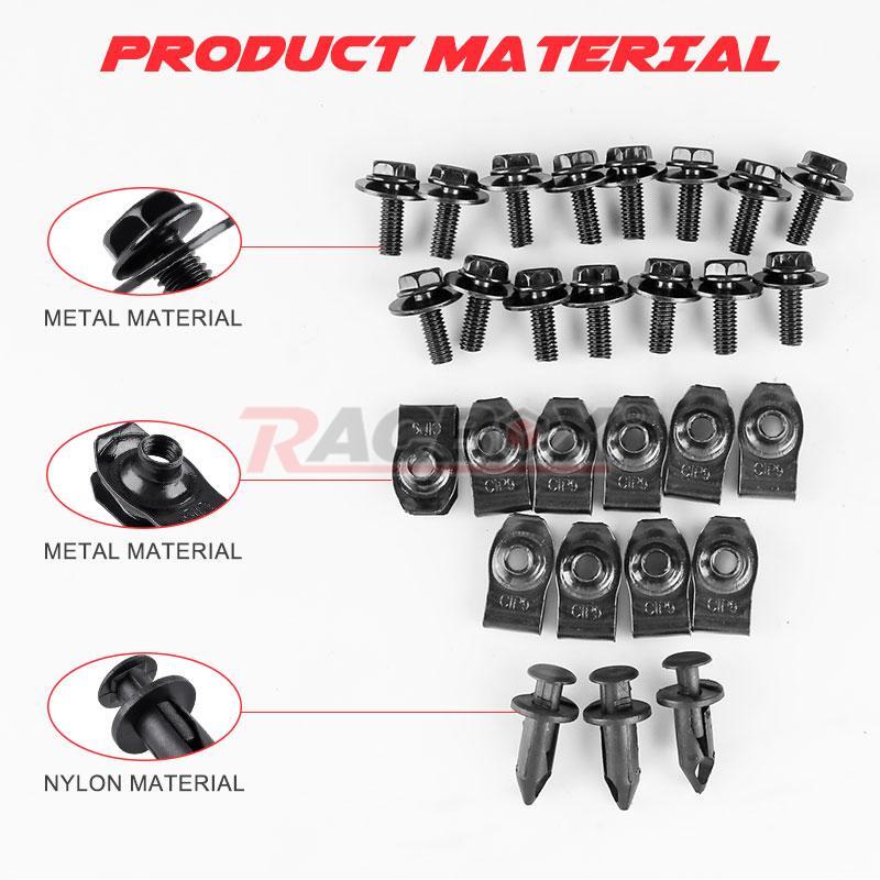 28pc Car Engine Cover Splash Shield Bolts Screws U-Nut Fender Bumper Clips Rivet