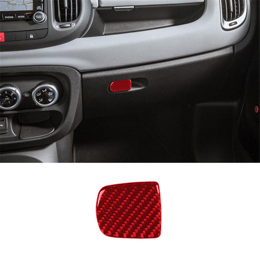 Red Carbon Fiber Interior Decor Glove Box Handle Cover Trim for Fiat 500L 14-17
