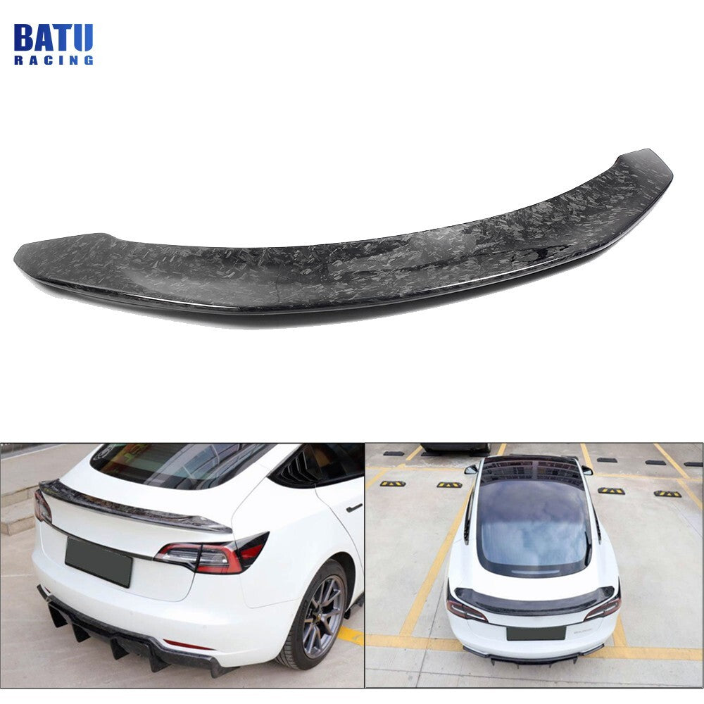 For 2017-2023 for Tesla model 3 V Style Forged Gloss Carbon Fiber Spoiler Wing