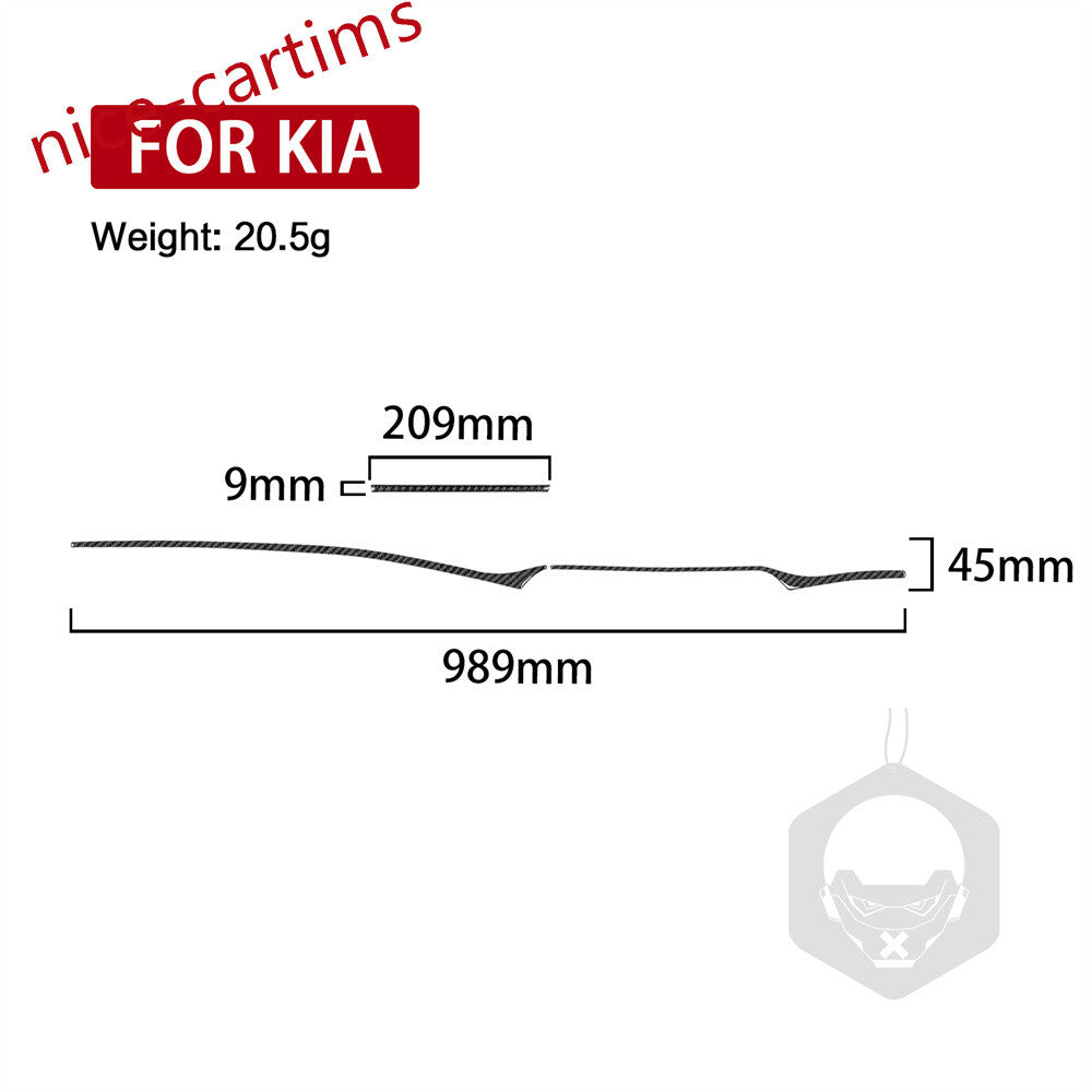 for Kia Stinger 2019+RHD Center Console Dashboard Strips Panel Trim Carbon Fiber