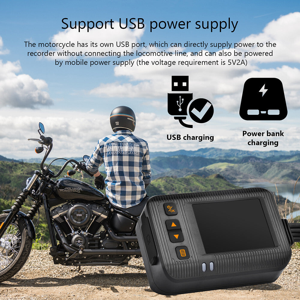 Dash Cam Motorcycle DVR Front Rear View Dual Camera Video Recorder Waterproof
