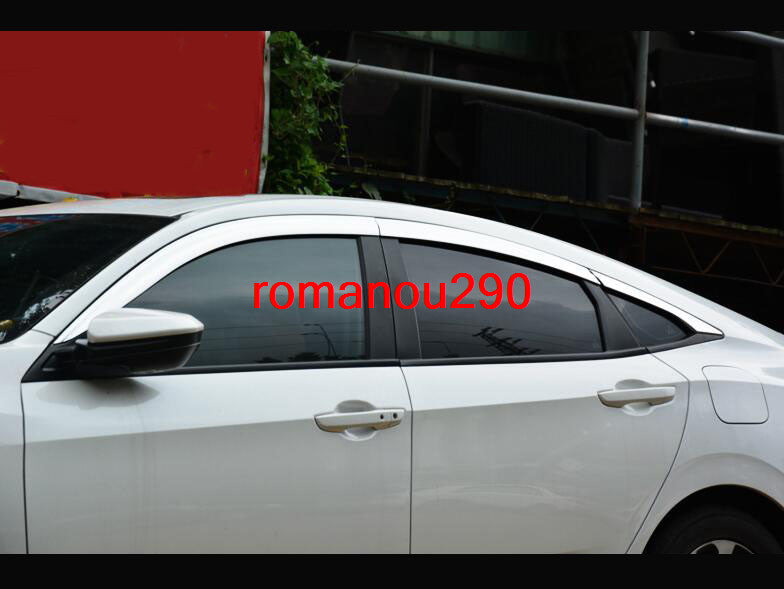 for Honda for Civic Sedan 2016-20 Chrome Window Visor Vent Shade Sun Rain Guard Trim