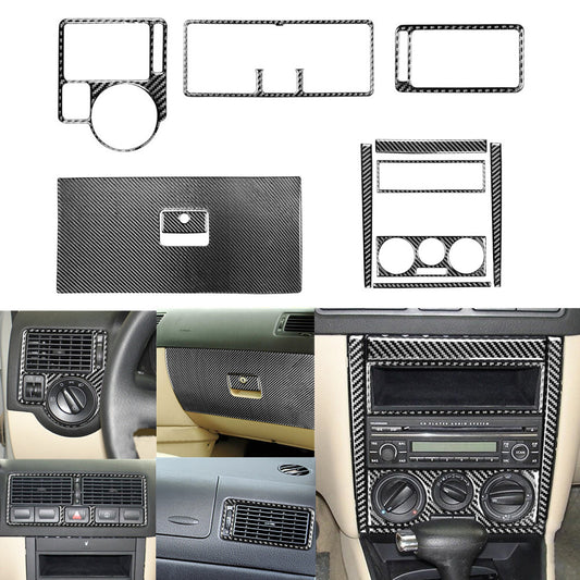 11x Carbon Fiber Front Dasboard Panel Trim for VW for Golf 4 GTI for Jetta MK4 1999-2004