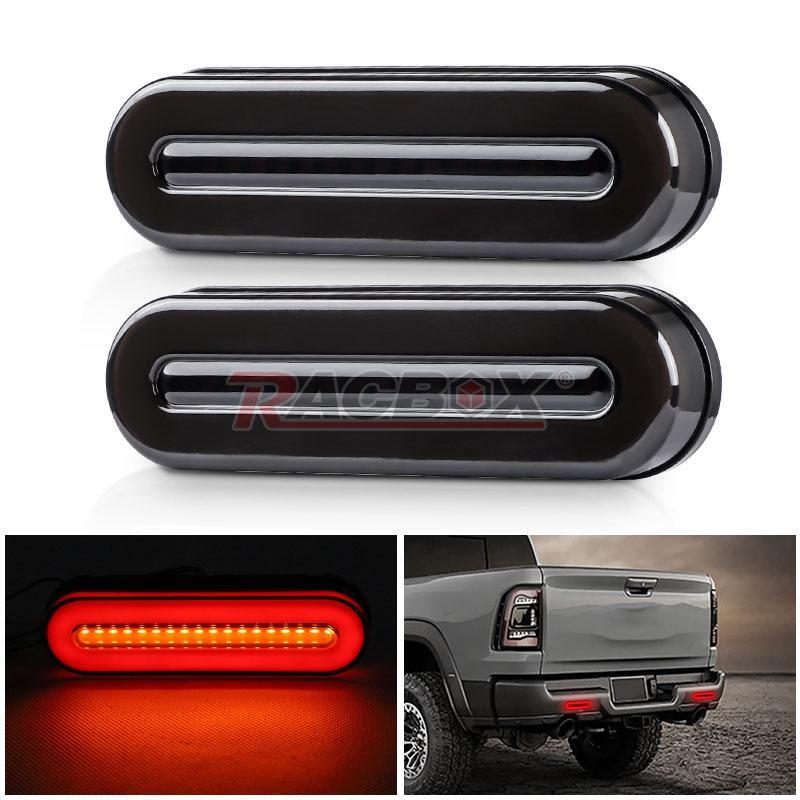 2x Red+Amber LED 5 Truck Trailer Brake Stop DRL Flowing Turn Signal Tail Lights