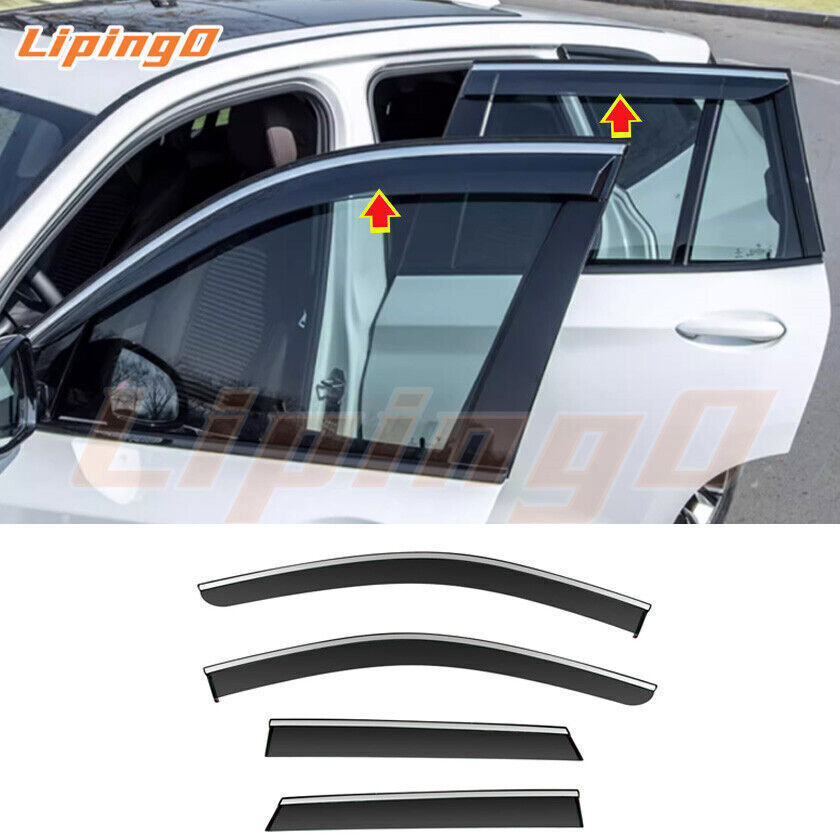 for Cadillac LYRIQ 2023-24 Black W/Chrome Window Visor Vent Sun Rain Guard Decor