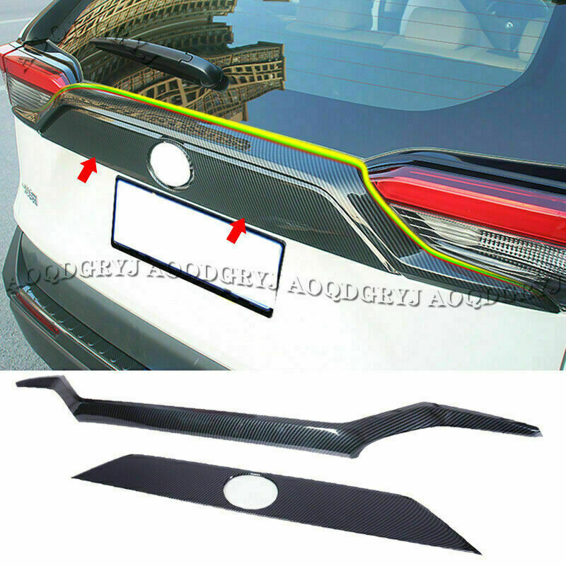 2pc Carbon Fiber Rear Trunk Lid Tailgate Moulding Trim for TOYOTA RAV4 2019-2024