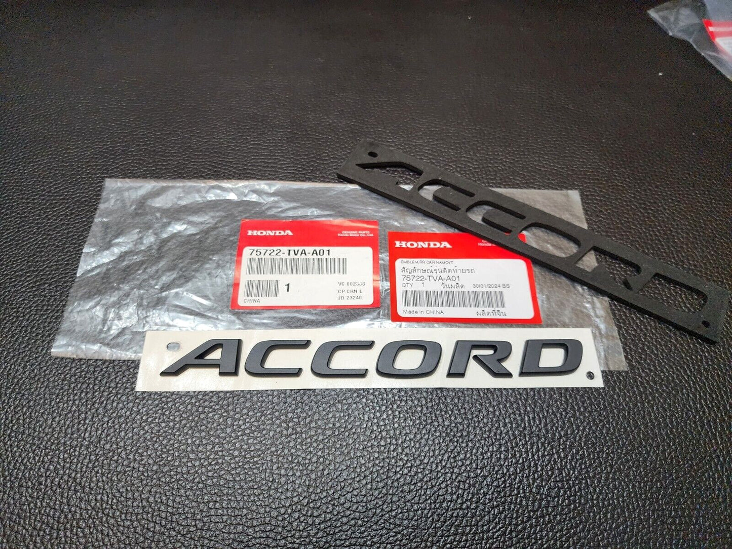 1 set of H+ Accord Matt black logo embroidered badges for Honda Accord G10 2019-2022