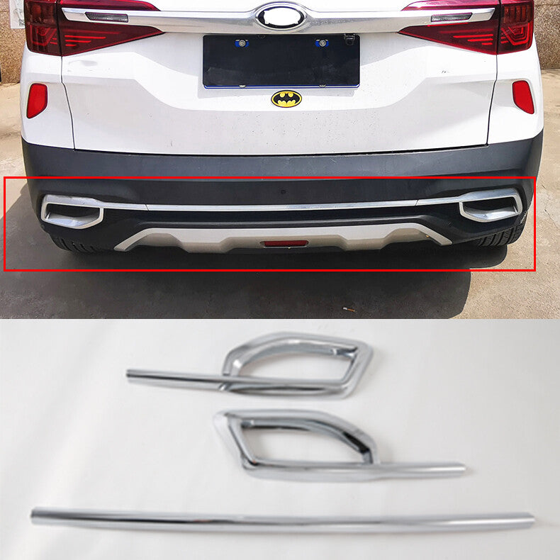 for Kia Seltos 2020-2023 Chrome Rear Bumper Moulding Cover protector Trim Guards