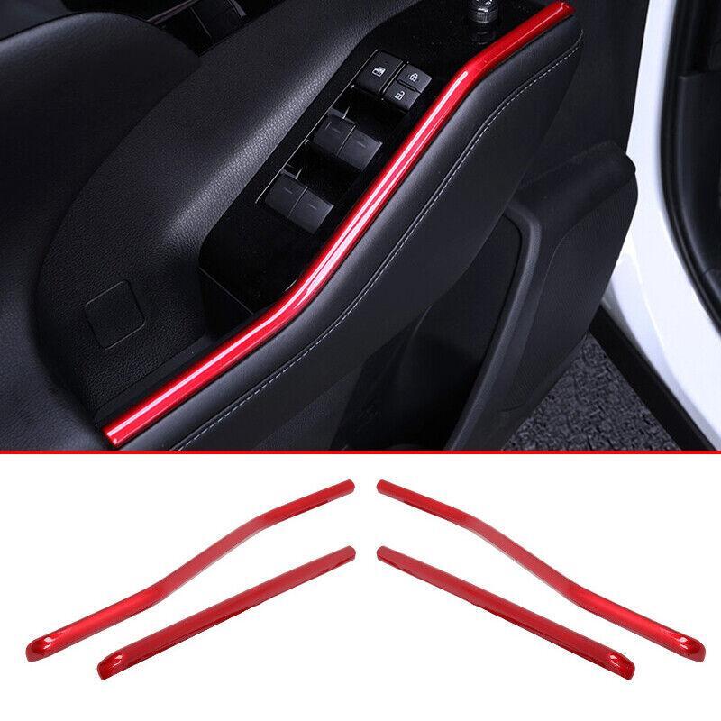Gloss Red Interior Door Armrest Strip Cover Trim for Toyota Highlander 2020-2023