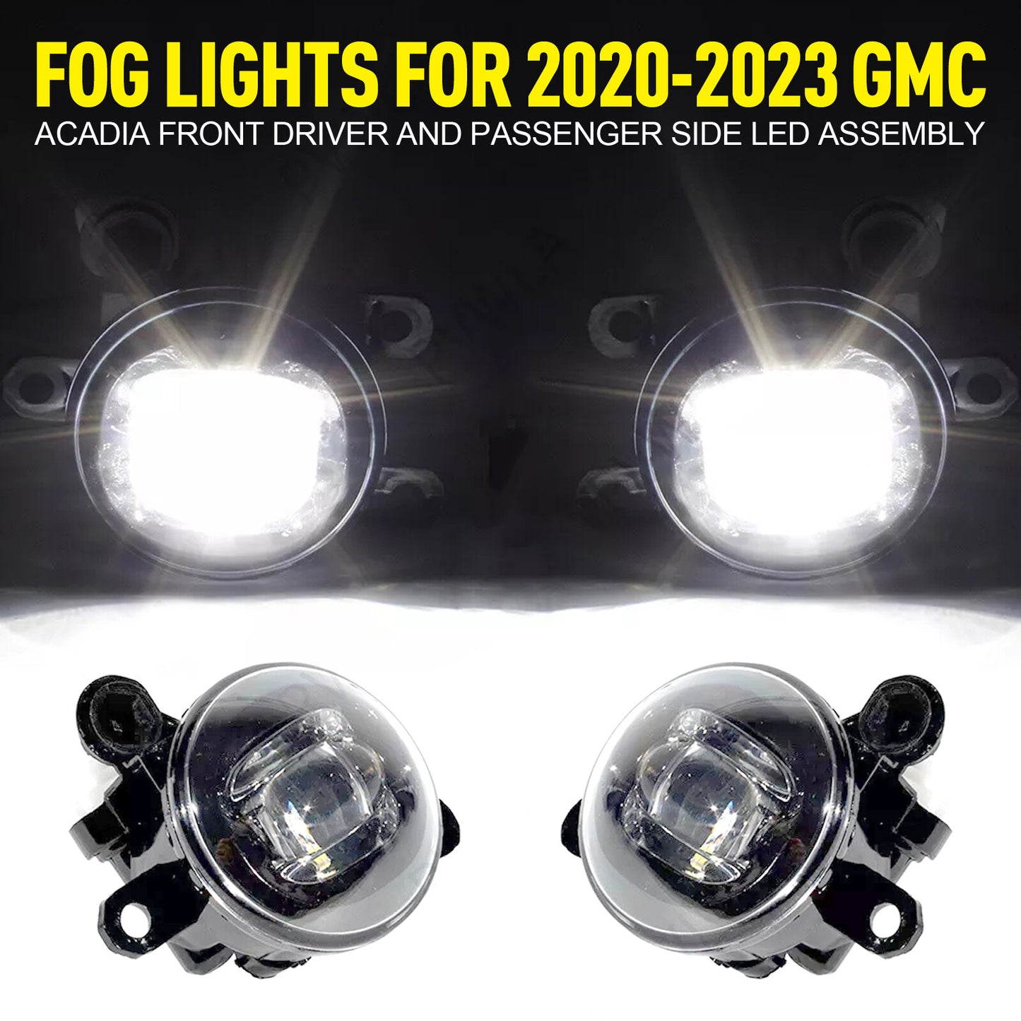Front drive and passenger side LED fog light replacement parts for 2020-2023 for Gmc Acadia