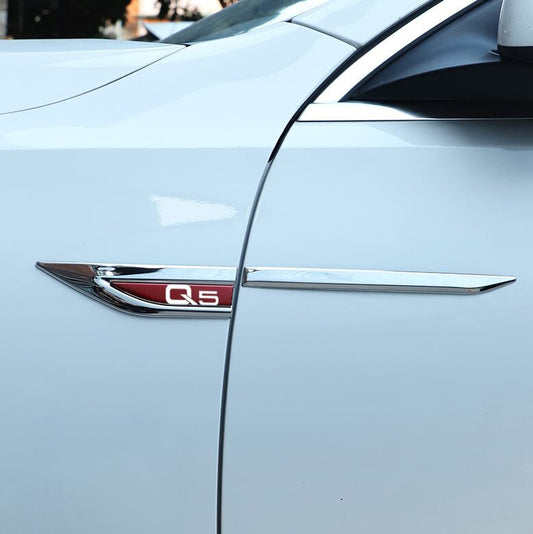 for Audi S5 hooded badge decal front Bonnet grille badge logo matte black with red accents.