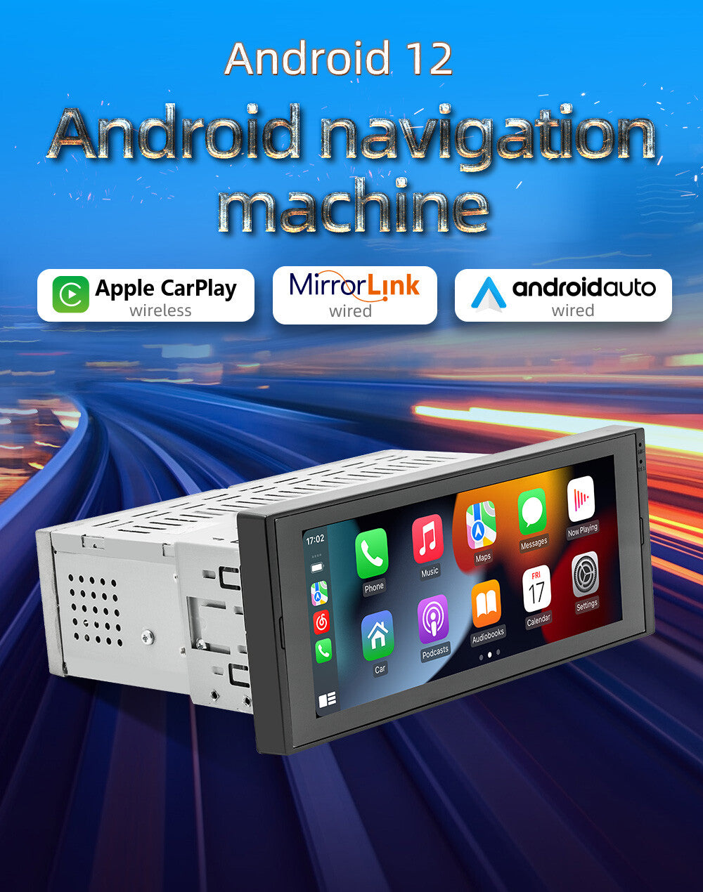 Android 12 6.86IN Car Stereo Radio Multimedia Player GPS Navigation USB Charger