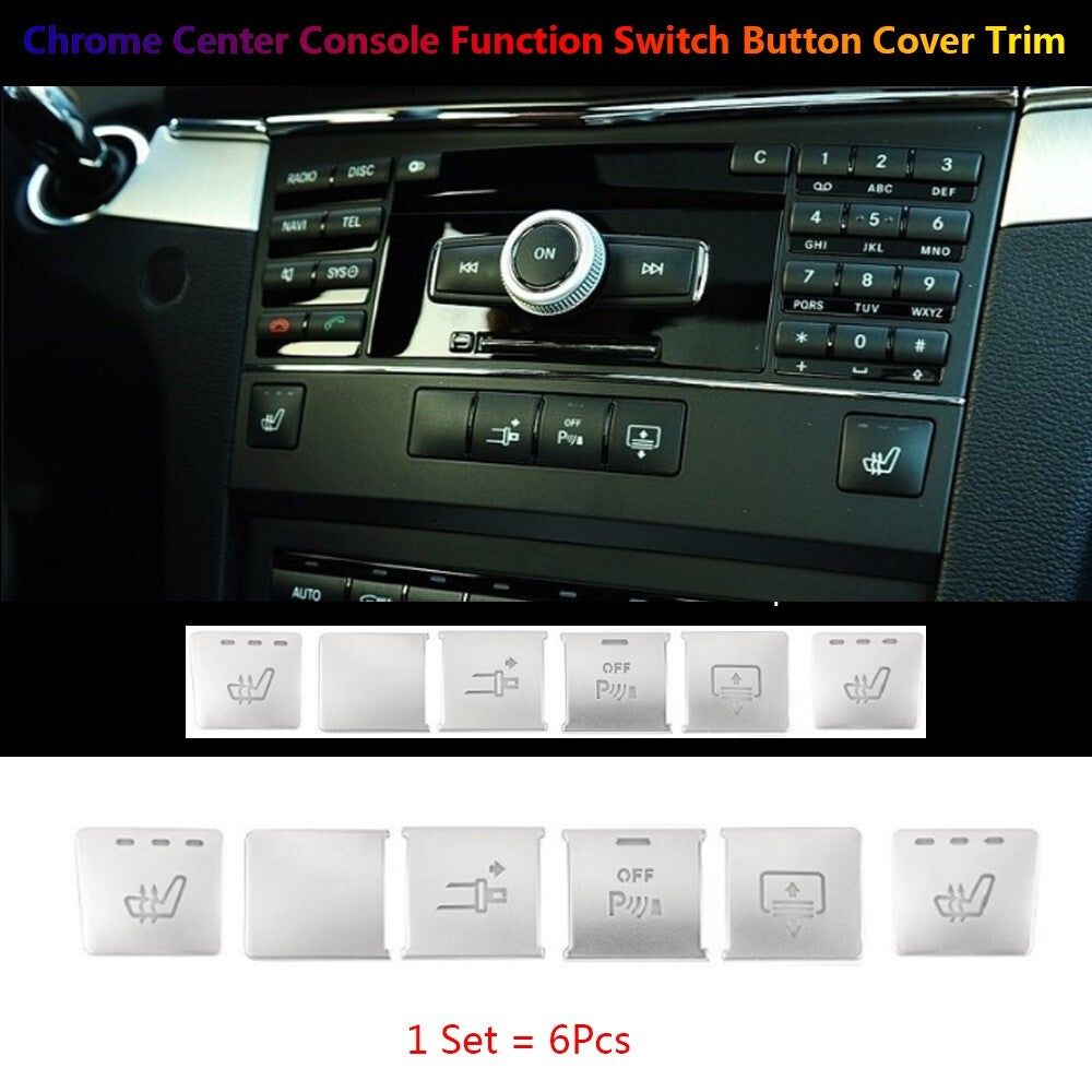 6Pcs for Mercedes-Benz E C207 Car Center Console for Seat Function Switch Cover Trim