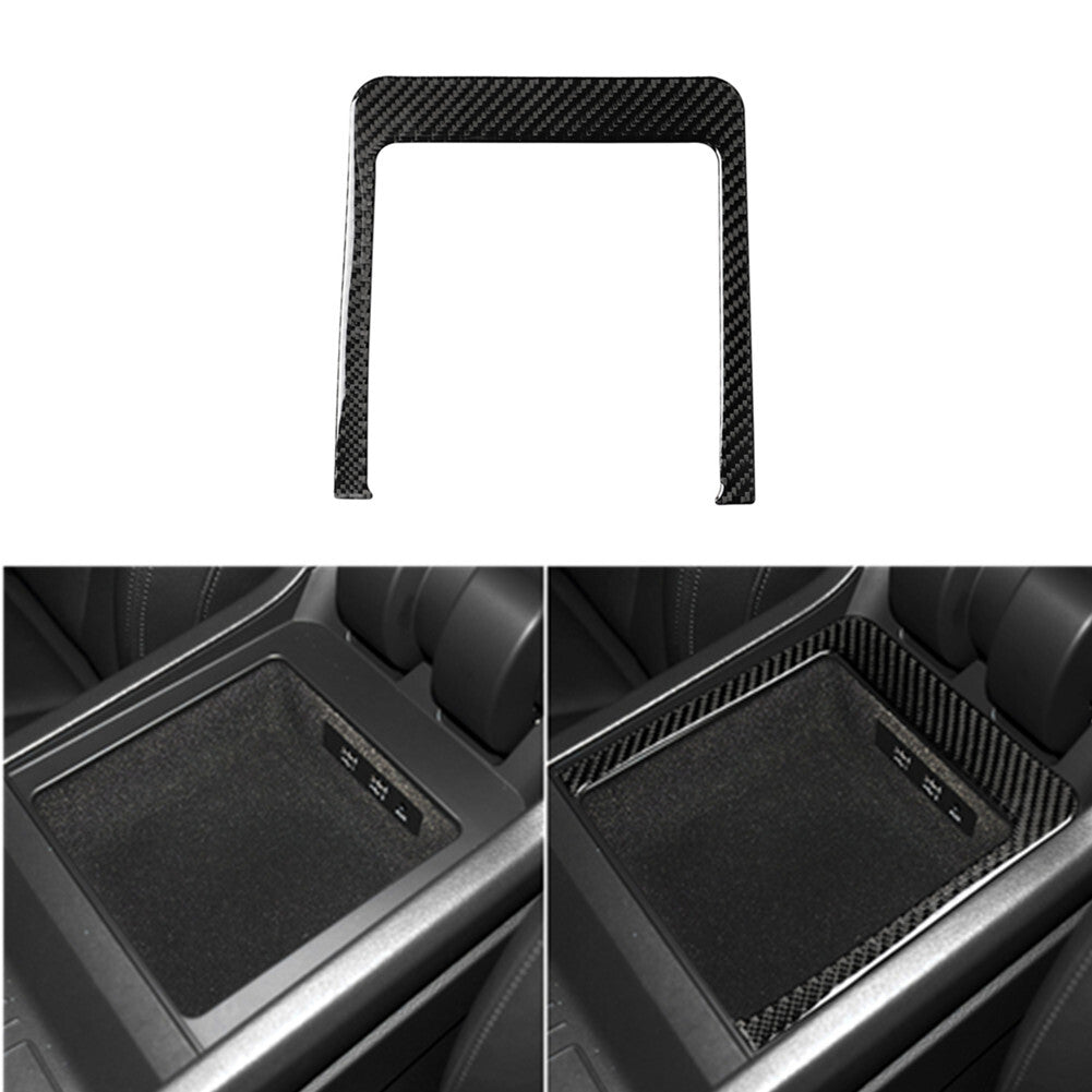 Carbon Fiber Interior Storage Box Panel Trim Cover Sticker for Audi Q7 2016-2019