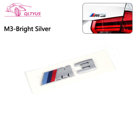 for BMW Silver Trunk Emblem M3 Small Lettering Decal Badge Set