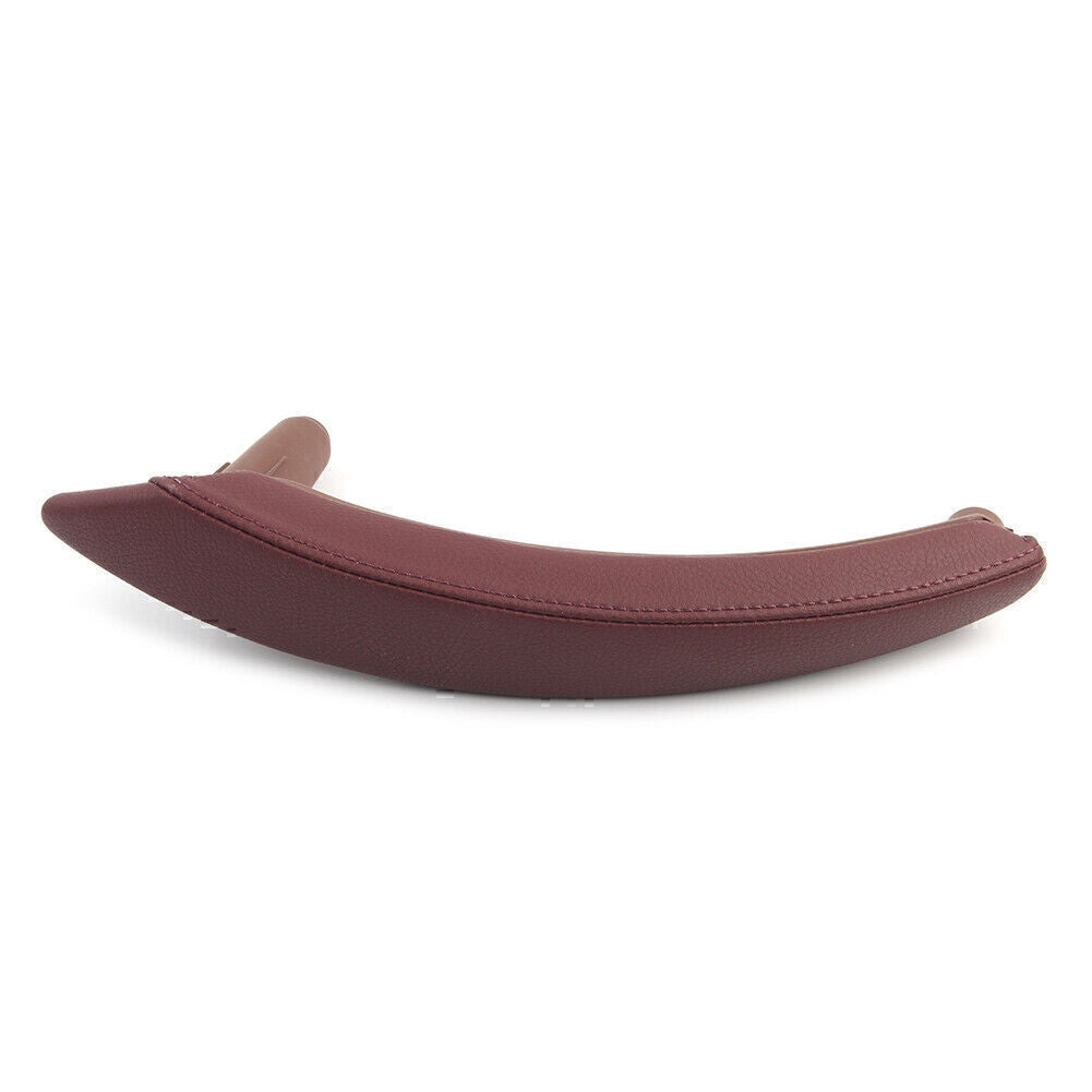1Pcs Red Brown Door Trim Pull Handle Left Side Real Leather Fit for BMW X5 X6 E70