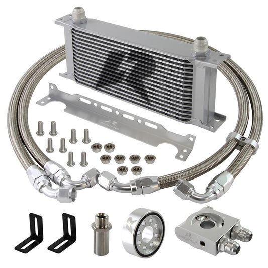 16 Row Oil Cooler Kit Thermostatic for Subaru BRZ for Scion -S FA20 2013+ Silver