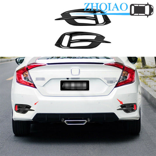 2pcs ABS Black Rear Fog Light Lamp Cover Trim Fit for 2016-2020 for HONDA for Civic 10th