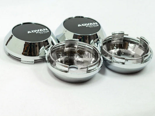4x65mm Advan Racing Black and Silver Decal Wheel Center Hub Cap Badge Rim