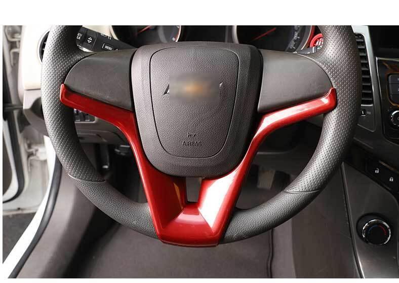 for Chevrolet for Cruze 2010-2015 2016 Gloss Red Steering Wheel Strip Cover Trim 1PC