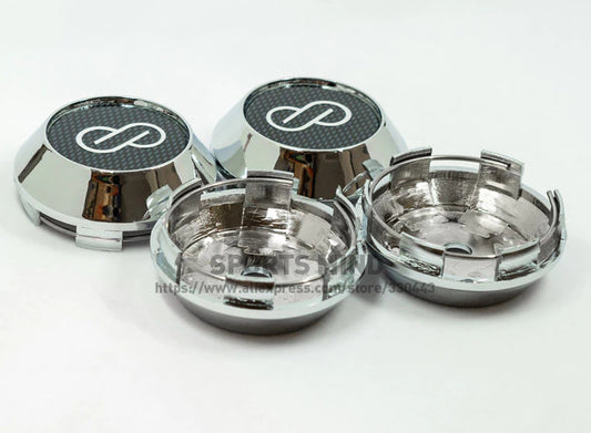4-piece set of 68mm Enkei wheel caps, rim caps, wheel center caps, badge logos, silver carbon