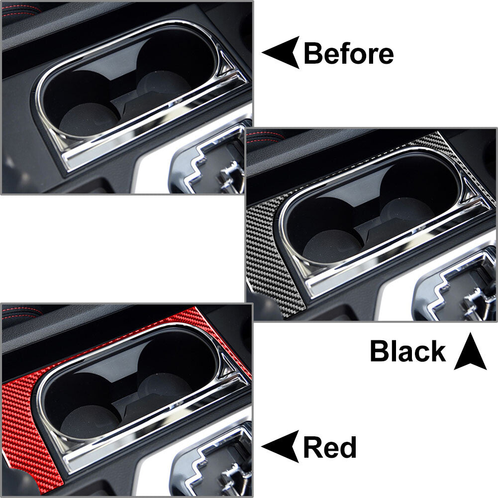 RHD Carbon Fiber Center Console Water Cup Holder Cover Fit for Toyota Tundra 2014-21
