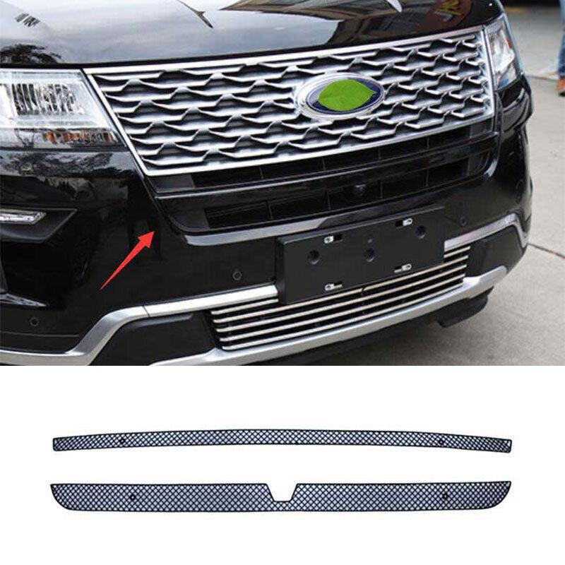 Front Upper Mesh Grille Grill Cover for Ford Explorer 2018-2019 Black Aluminum