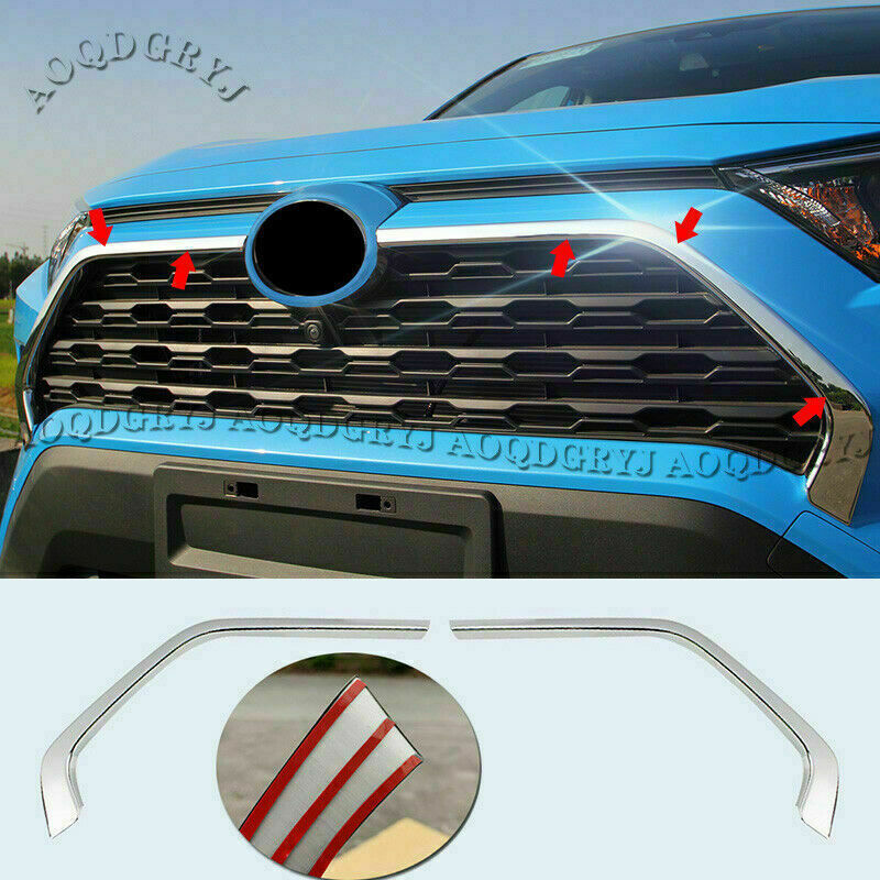for TOYOTA RAV4 2019-2023 Chrome Style Front Grille Grill Mesh Strips Cover Trim