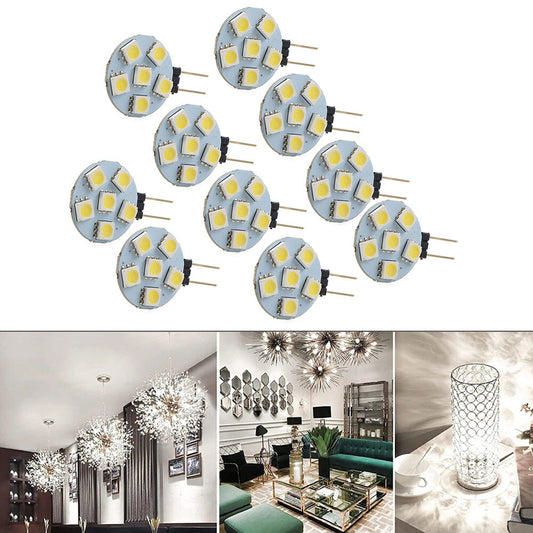 DC12V G4 Super Bright Flat White Light 5050 SMD 6 LED Bulb Lamp Fit Car 10PCS