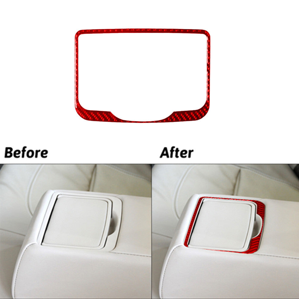 Red Carbon Fiber Rear Center Cupholder Frame Trim for Hyundai Azera 2006-2011