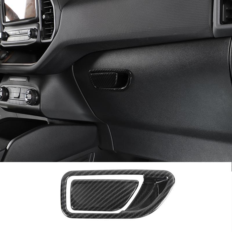 ABS Carbon Fiber Copilot Storage Box Switch Cover Trim for Ford Bronco Sport 21+