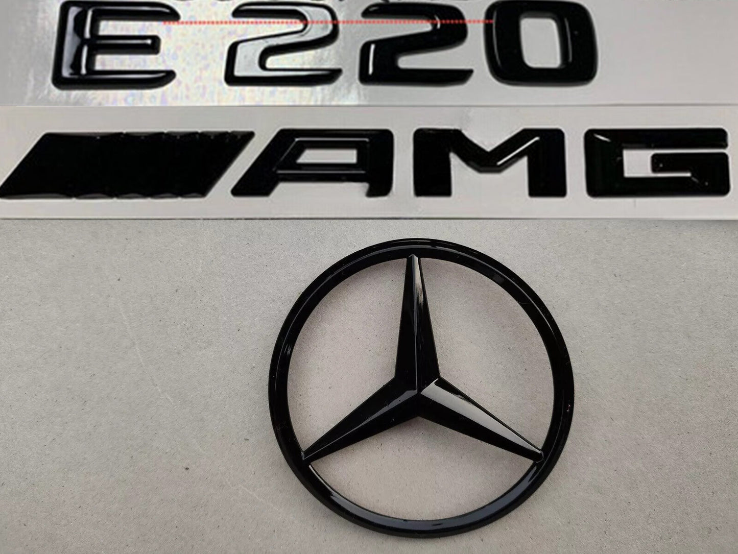 Rear star and badge for Mercedes E220 AMG W207 09-16 Coupe convertible gloss black