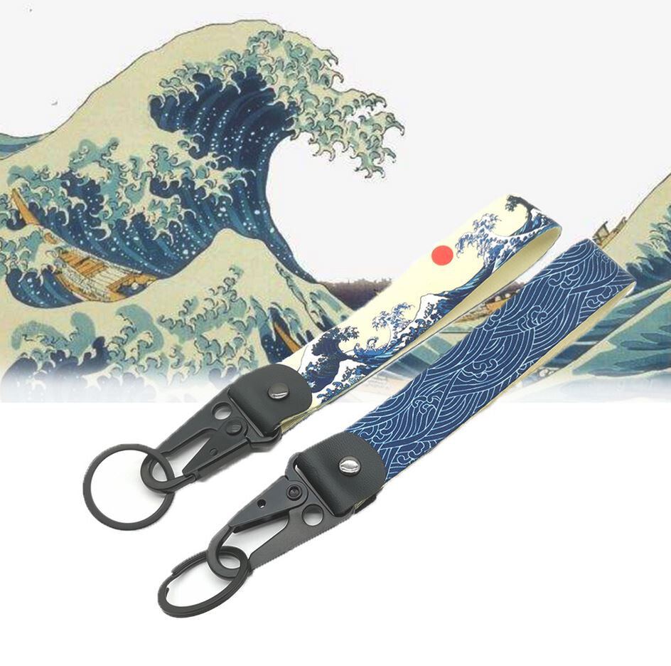 Car keychain, key ring, badge, lanyard, neck strap for the worst red for Mitsubishi