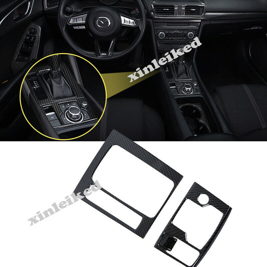 Carbon Fiber Inner Gear Shift Box Panel Cover Trims for Mazda 3 Axela 2017 2018