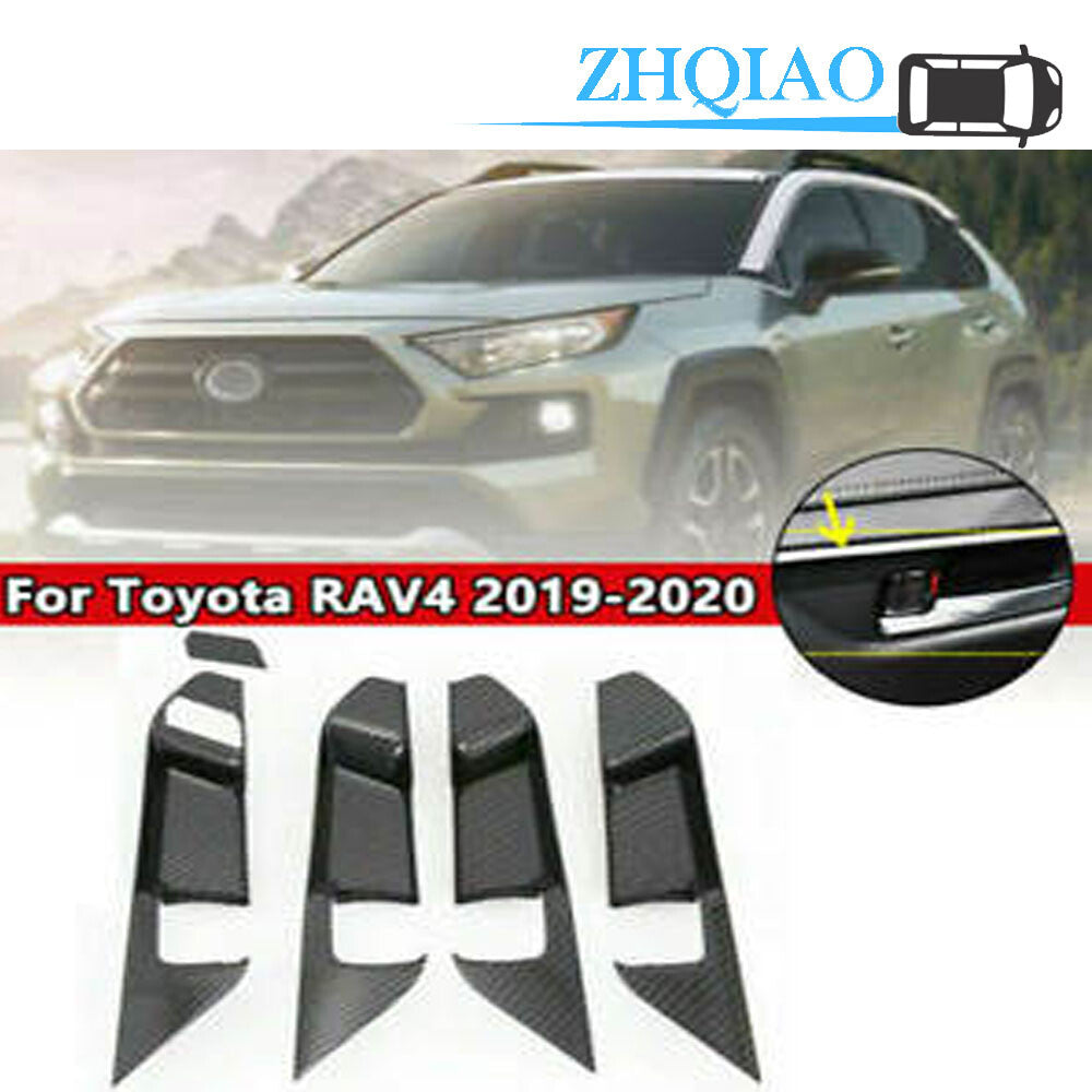 5Pcs Carbon Fiber Inner Door Handle Bowl Frame Cover Trim for Toyota RAV4 2019+