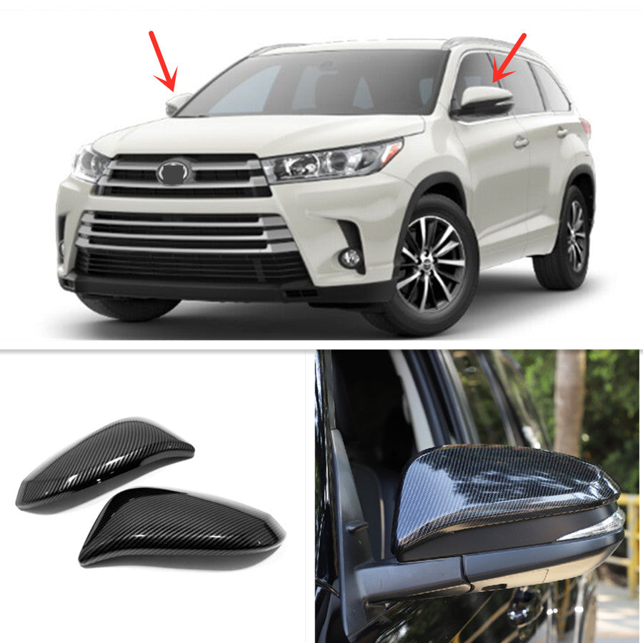 for Toyota Highlander 2014-19 Carbon Fiber Look Side Mirrors Rearview Trim Cover