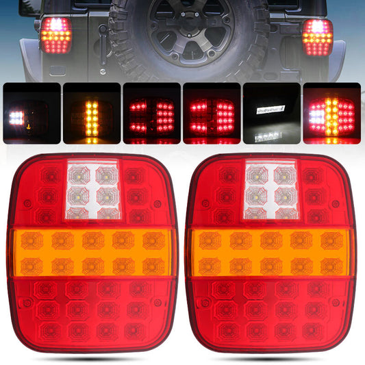 2x LED Tail Lights Brake Reverse Stop Turn Signal for Jeep Semi Truck Trailer US