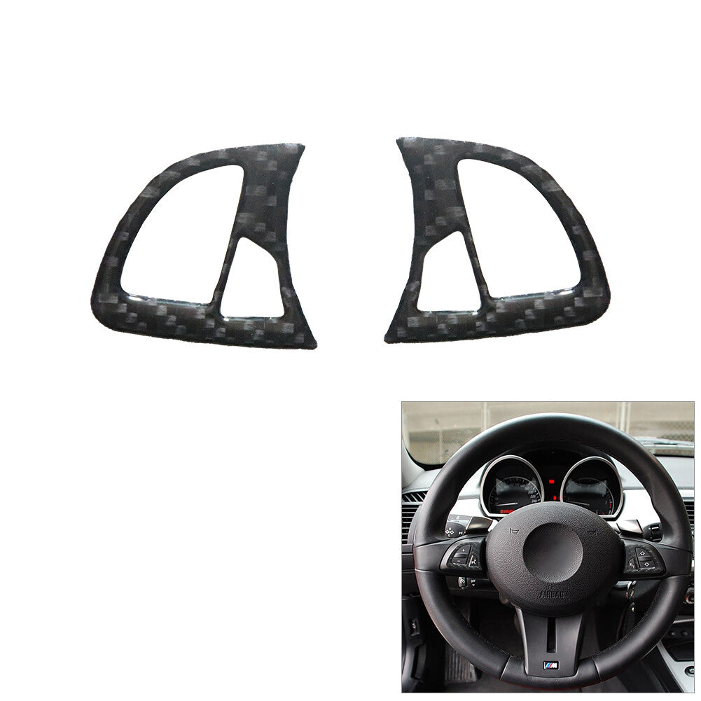 2-Piece Carbon Fiber Steering Wheel Button Cover Trim for BMW Z4 E85 (2003-08-)