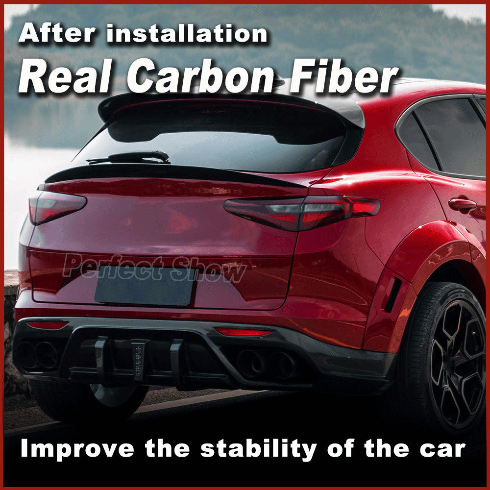 for Alfa Romeo for Stelvio SUV 2017-21 Rear Trunk Spoiler Lip Wing Dry Carbon Fiber