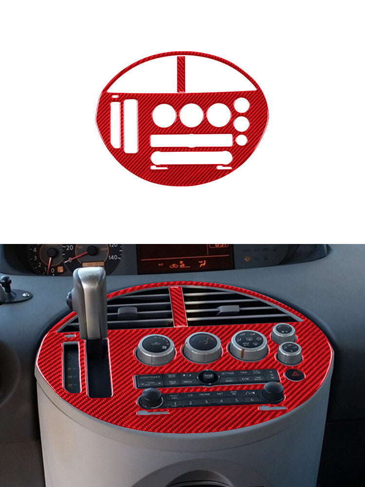 Red 2Pcs Center Control Trim Cover Decor Carbon Fiber for Nissan Quest 2004-2006