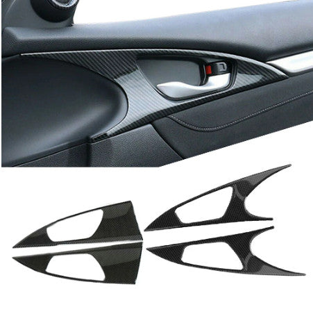 for Honda for Civic 10th 2016-2018 Carbon Fiber Inner Door Handle Bowl Cover Trim