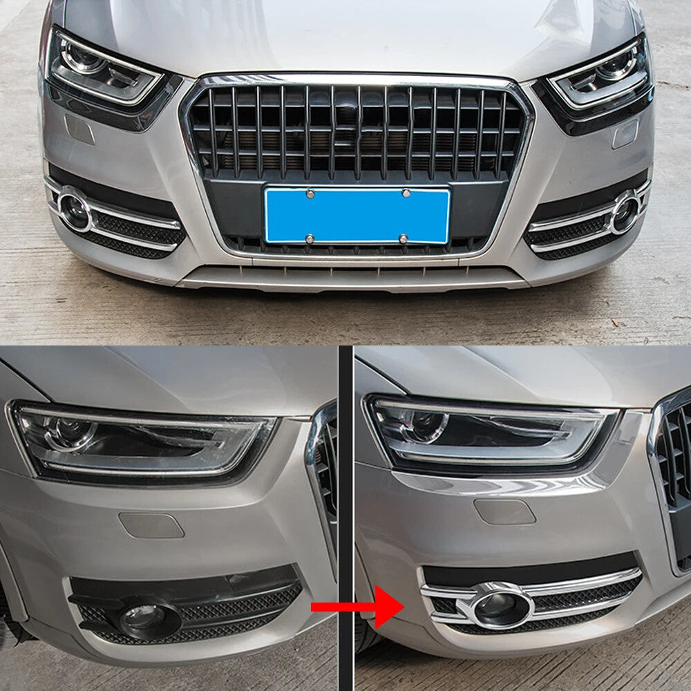 1 Pair Chrome Front Fog Light Frame Cover Trim for Audi Q3 2013-2015