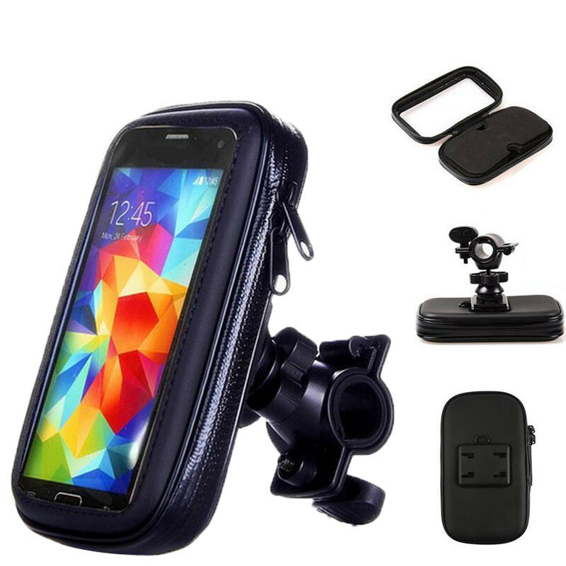 Motorcycle Handlebar Phone Holder Case Support Stand Bag Waterproof Mount Cover