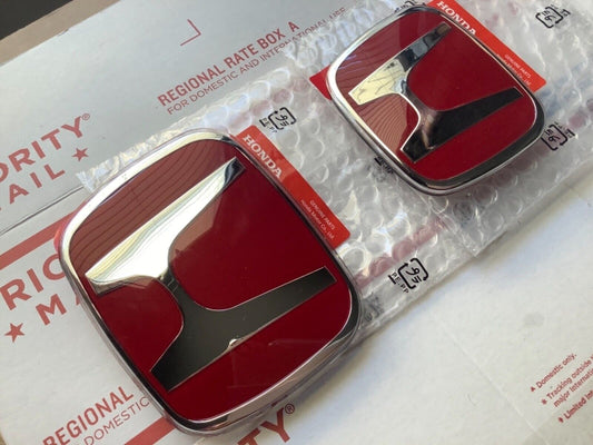 2pcs set for Honda Accord COUPE 2Dr 03- 07 JDM Red H Front Rear Type R grille emblem